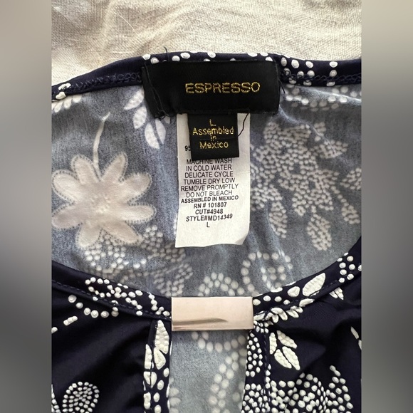 Espresso Navy & White Floral Maxi Dress - Size L - Picture 10 of 10